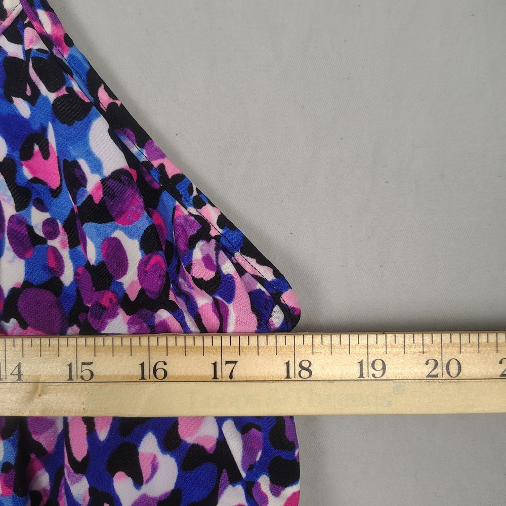 Jamaica Bay Tankini Top Women 16 Purple Pink Blue Ruffle Leopard Print Polyester - Picture 6 of 7